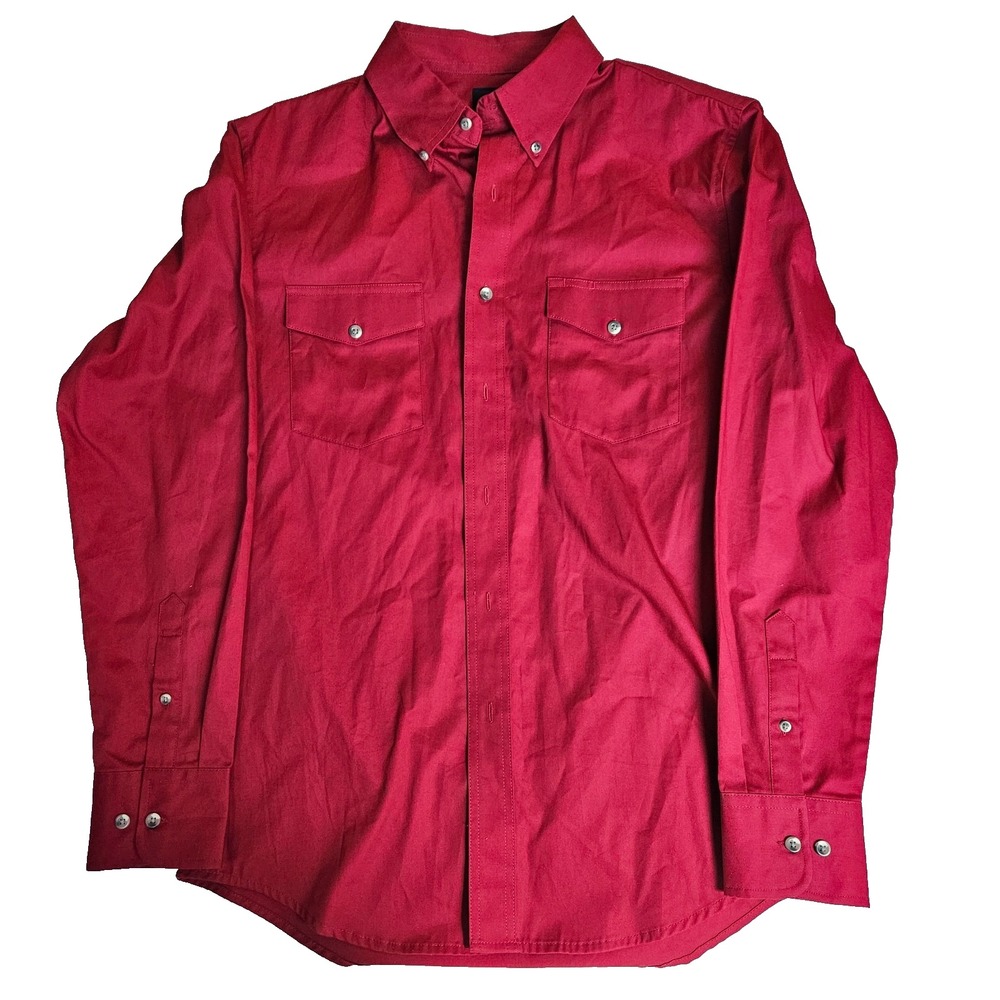 Wrangler Long Sleeve Buttonfront Red Size M 100% Cotton NWOT